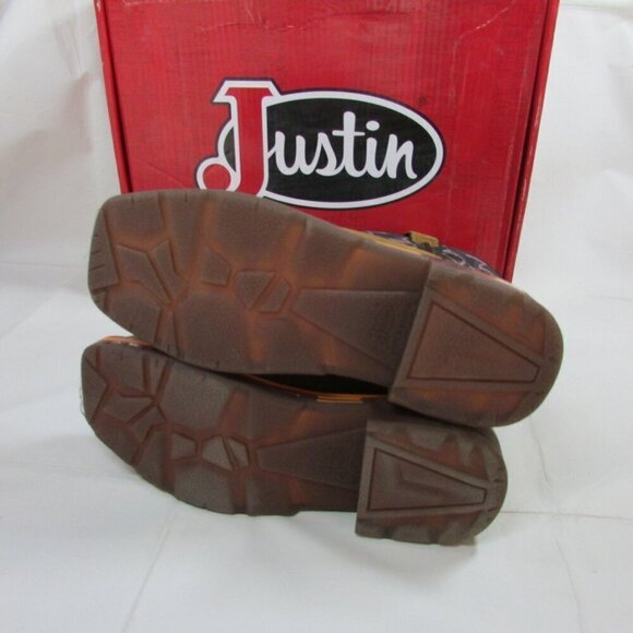 Justin Men's 11" Resistor Comp Toe Boots Caramel Brown Cowhide CR4012 - Picture 4 of 5